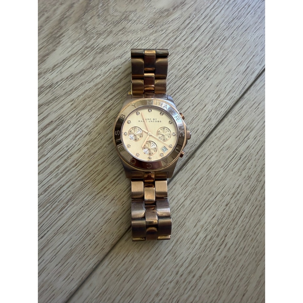 Marc by Marc Jacobs Rose‎ Gold Rock Chronograph Watch Crystal MBM3156 Stainless